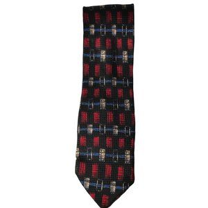 REPP LTD Executive Silk Absract Blue Red Grey Black Cream Neck Tie 66 x 3.5 Retr